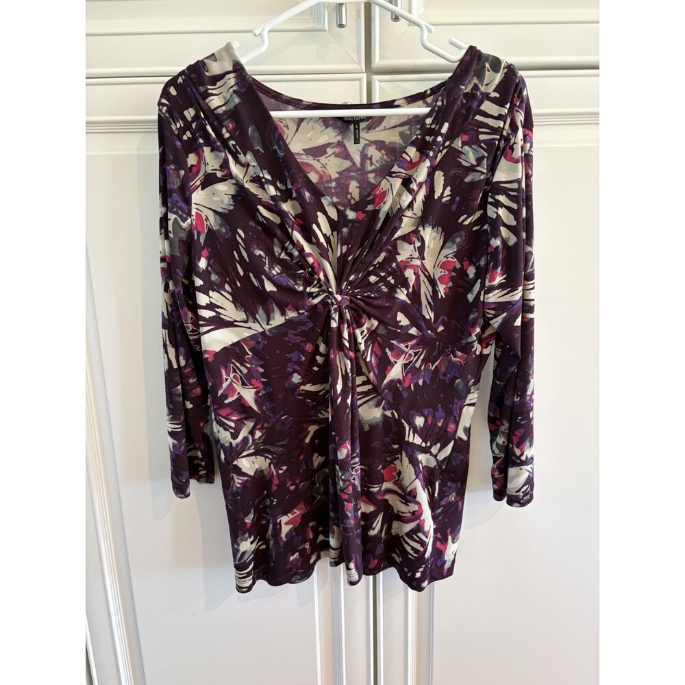 Vintage Y2K Daisy Fuentes Twist Front Knot Top Three Quarter Sleeve Size Large